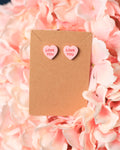 Pink Love You Sweetheart Studs