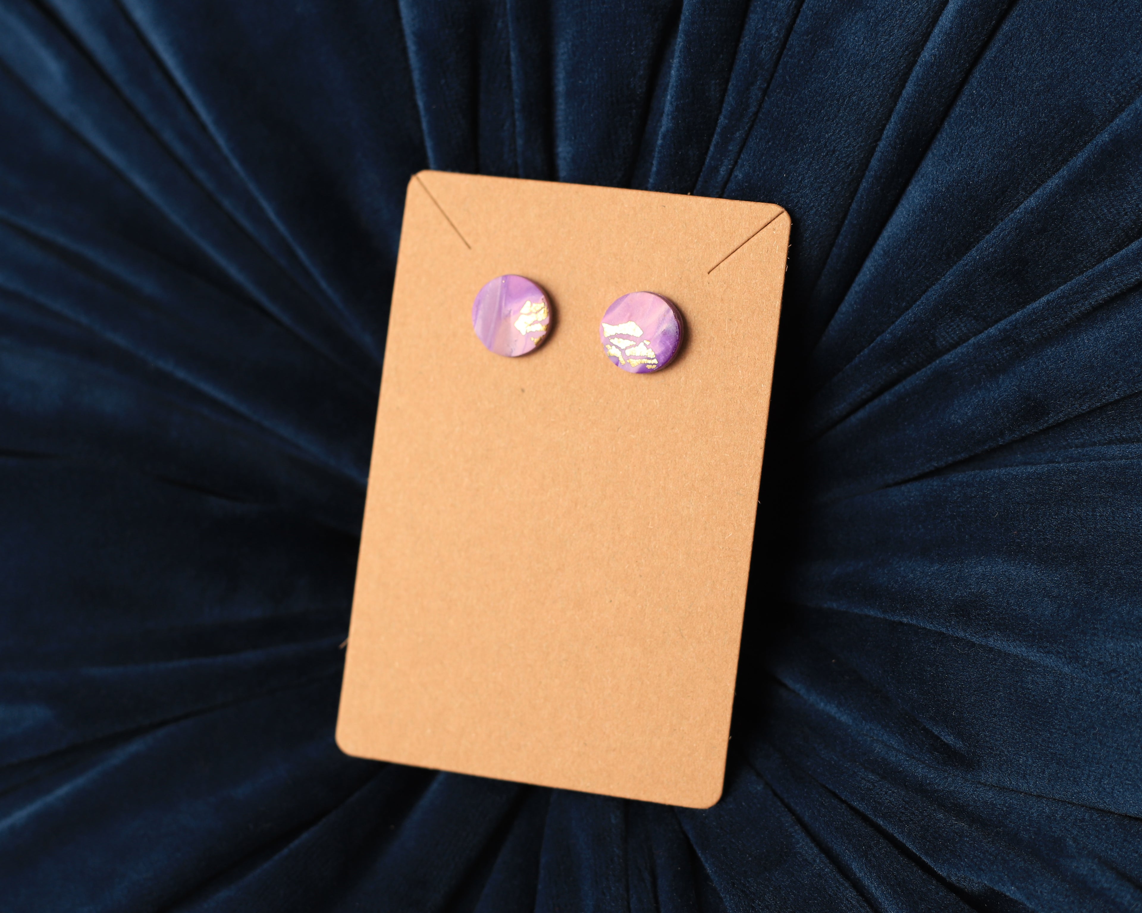 Purple Watercolor Studs with Gold Leaf Details