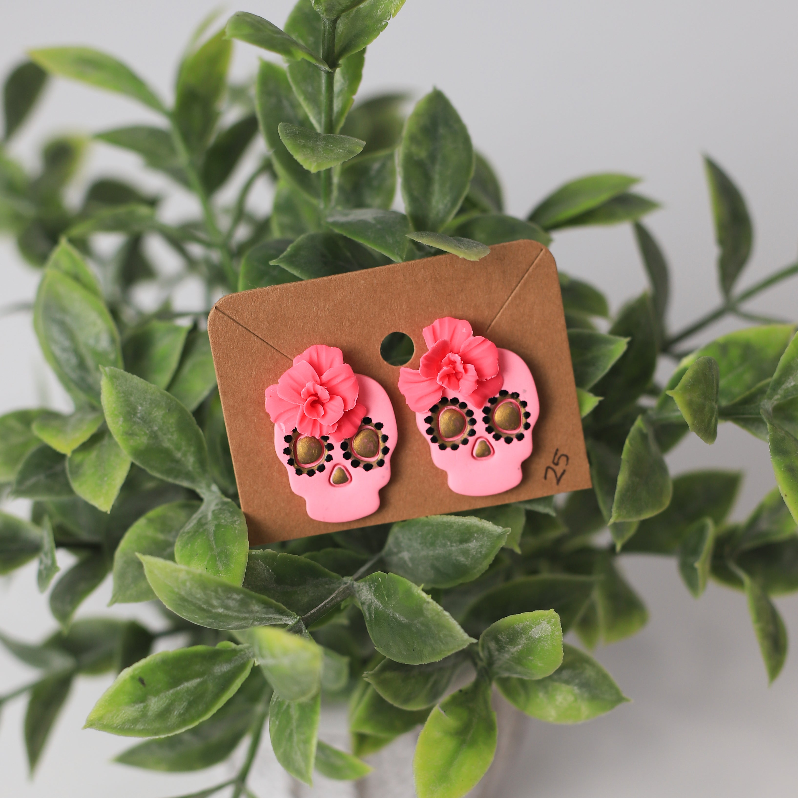 Pink Sugar Skull with Pink Floral Detail