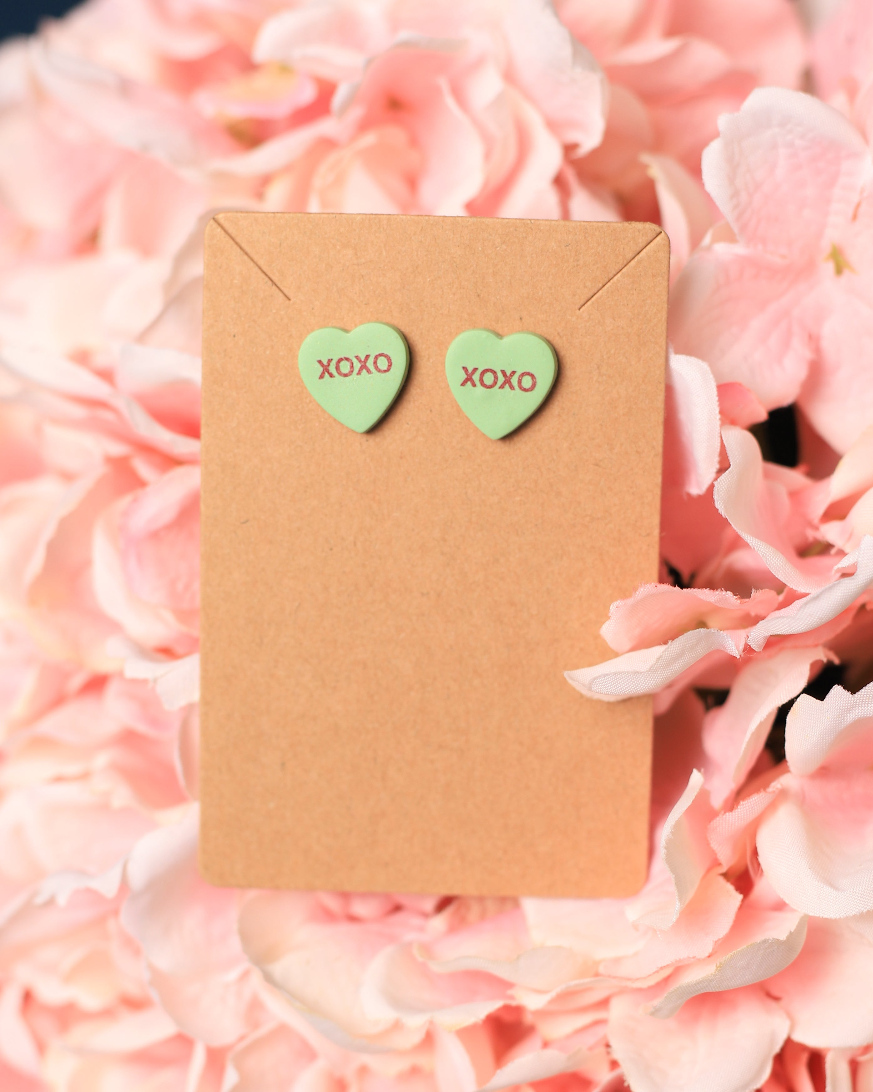 Green xoxo Sweetheart Studs