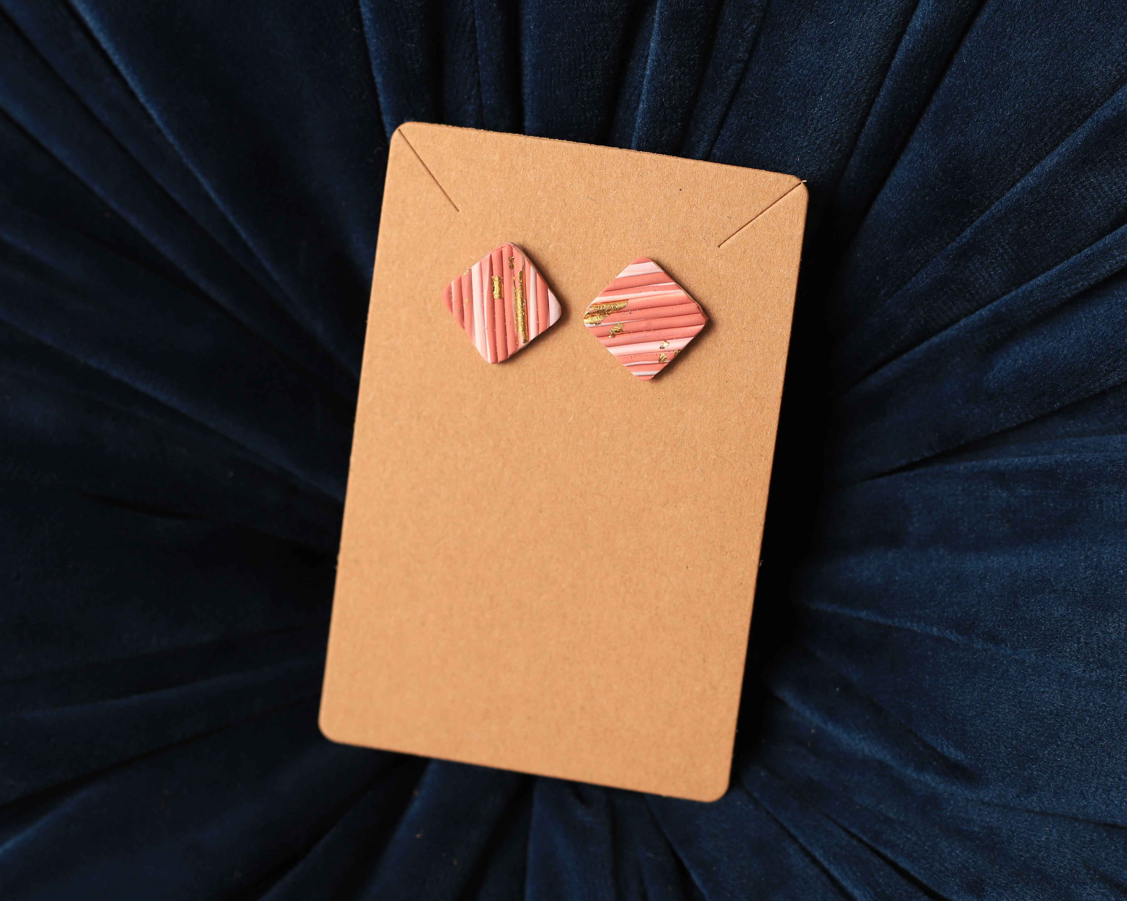 Neutral and Gold Square Studs