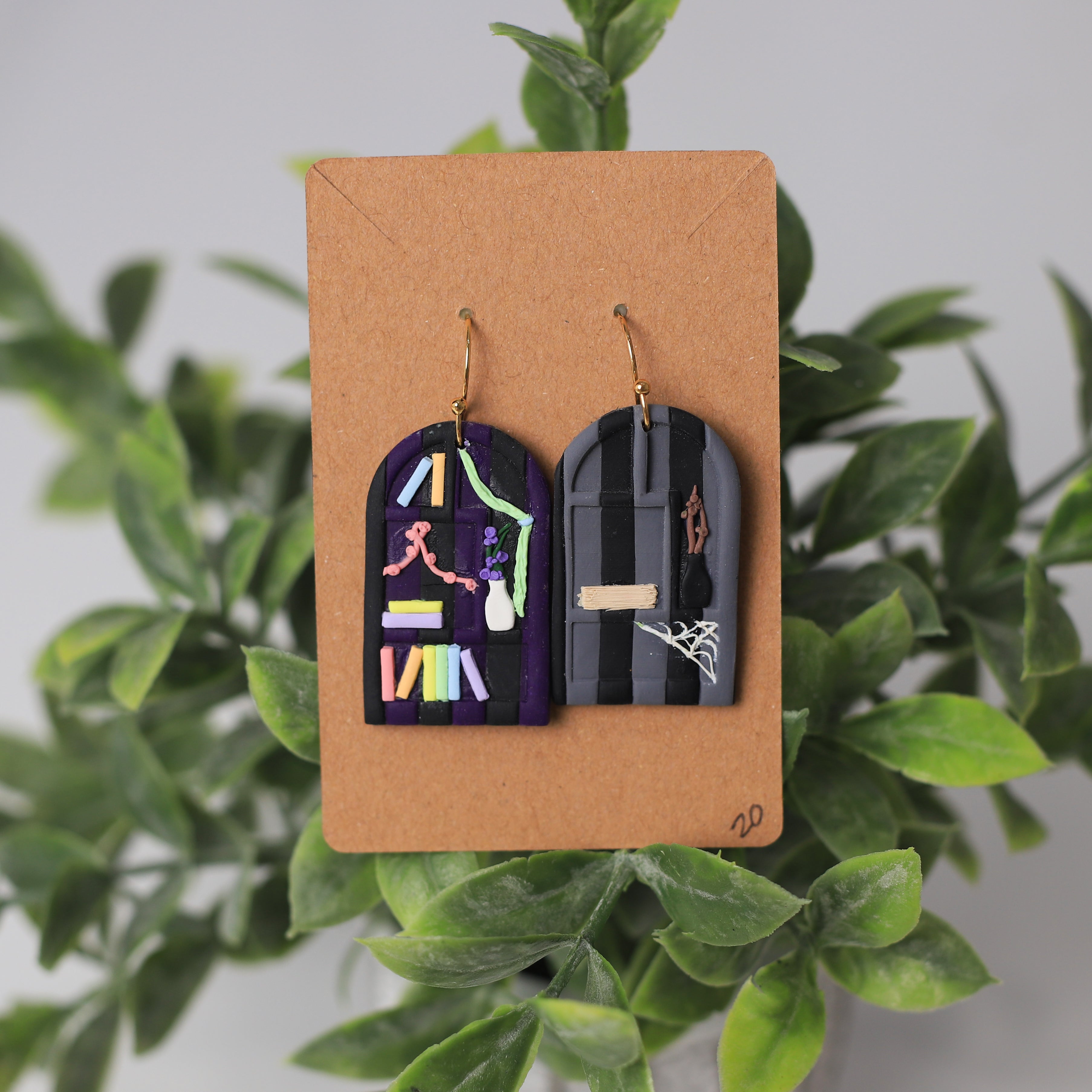 Wednesday and Enid Bookshelf Earrings