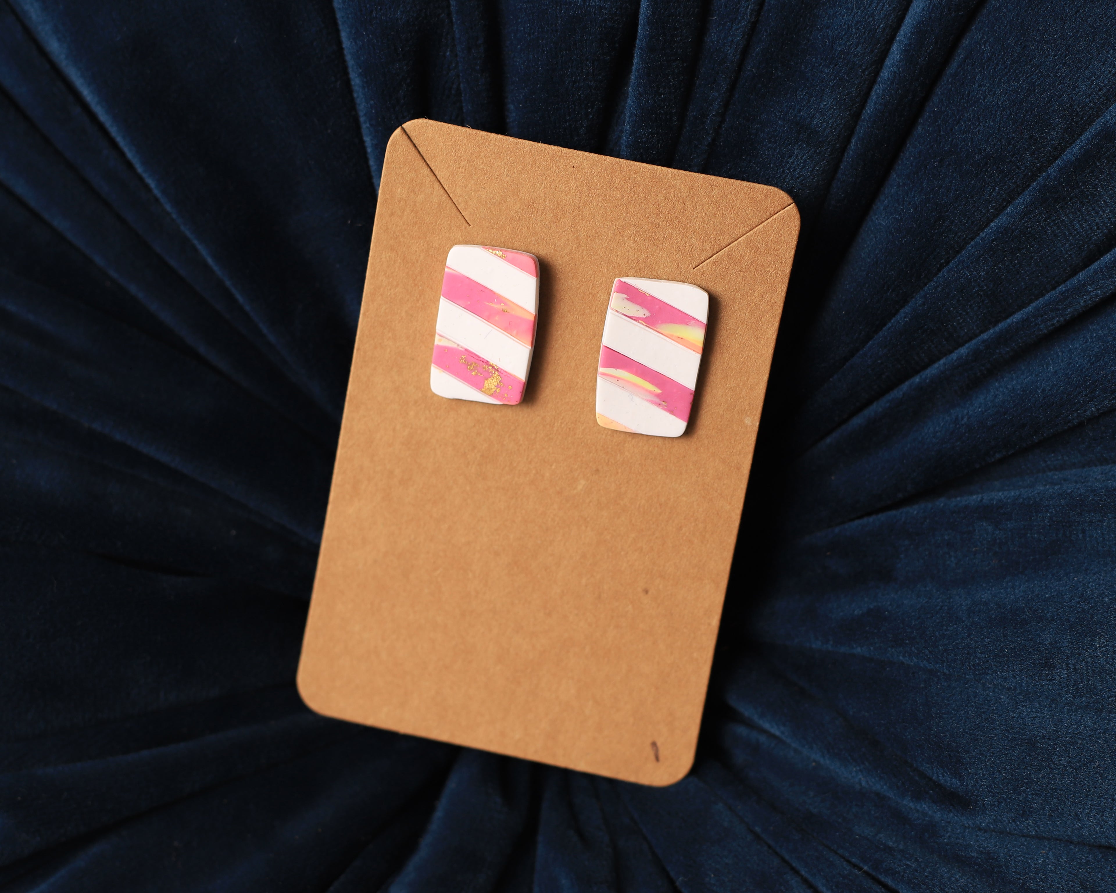 Pink and White Striped Studs