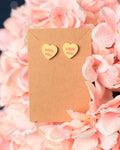 Light Orange Love You Sweetheart Studs
