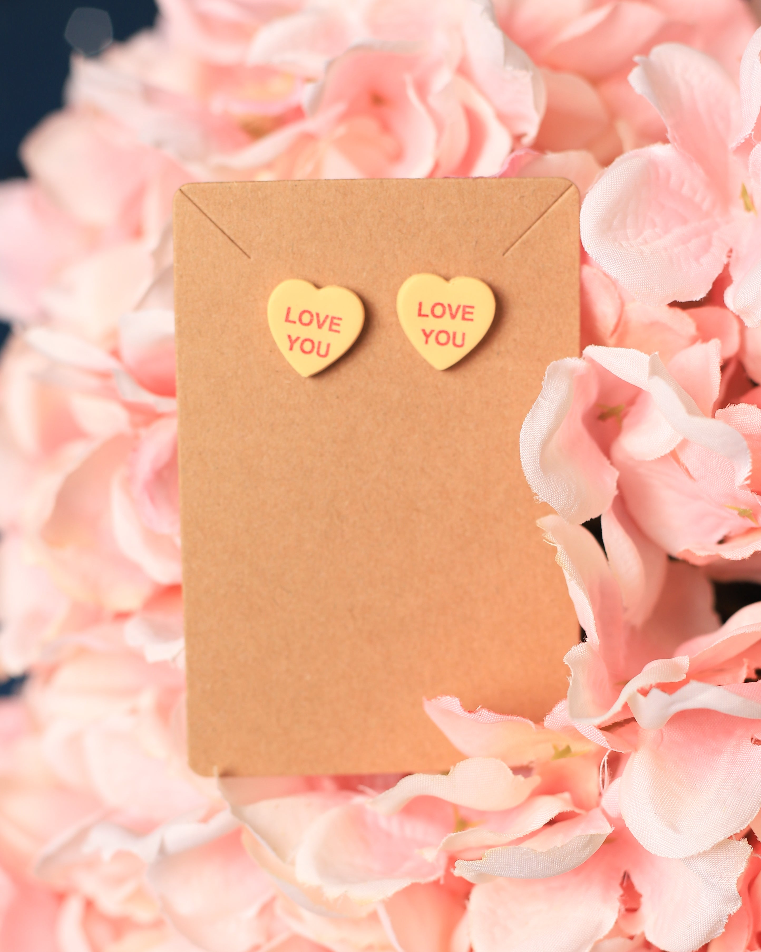 Light Orange Love You Sweetheart Studs