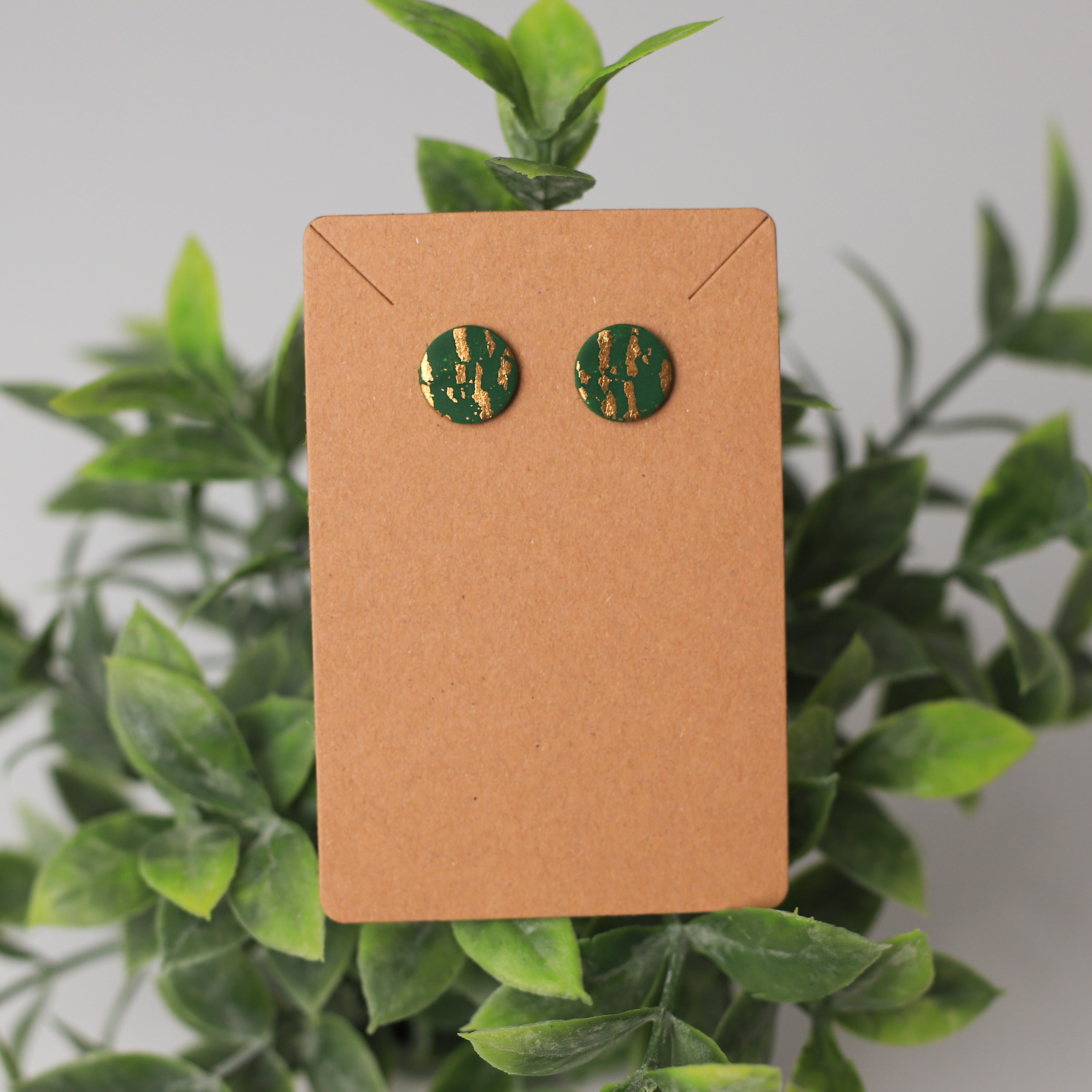 Deep Green & Gold Studs