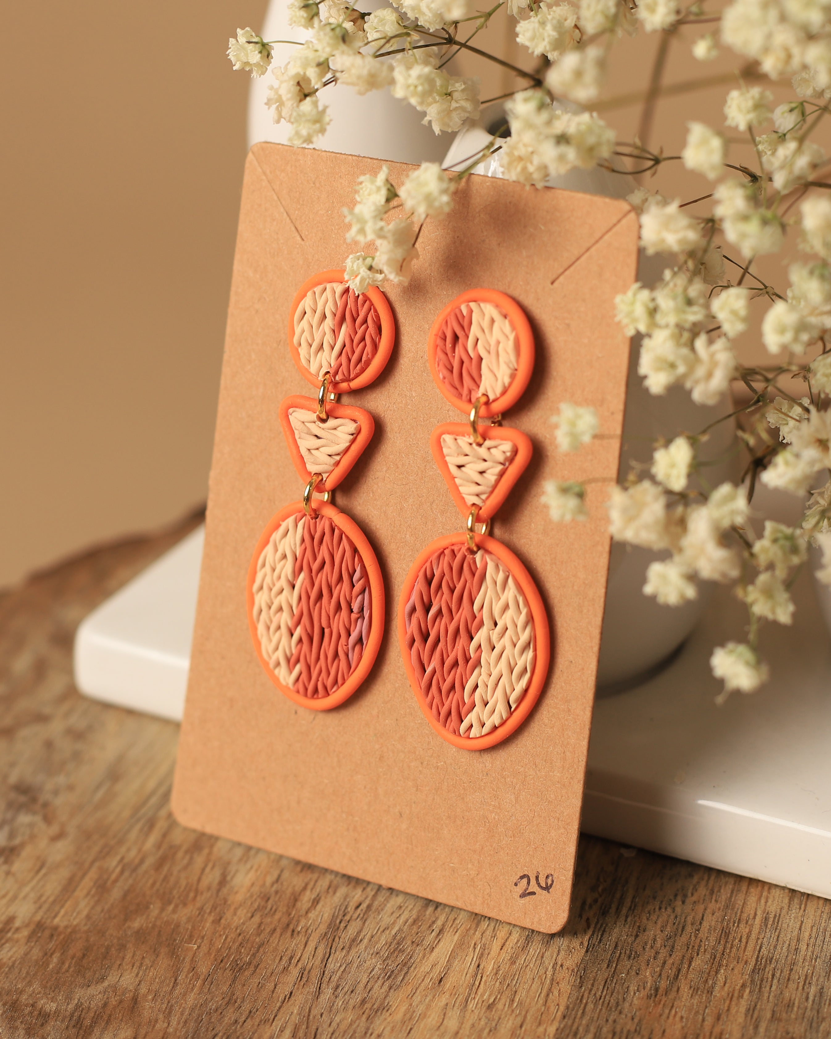 Orange Knit Earrings