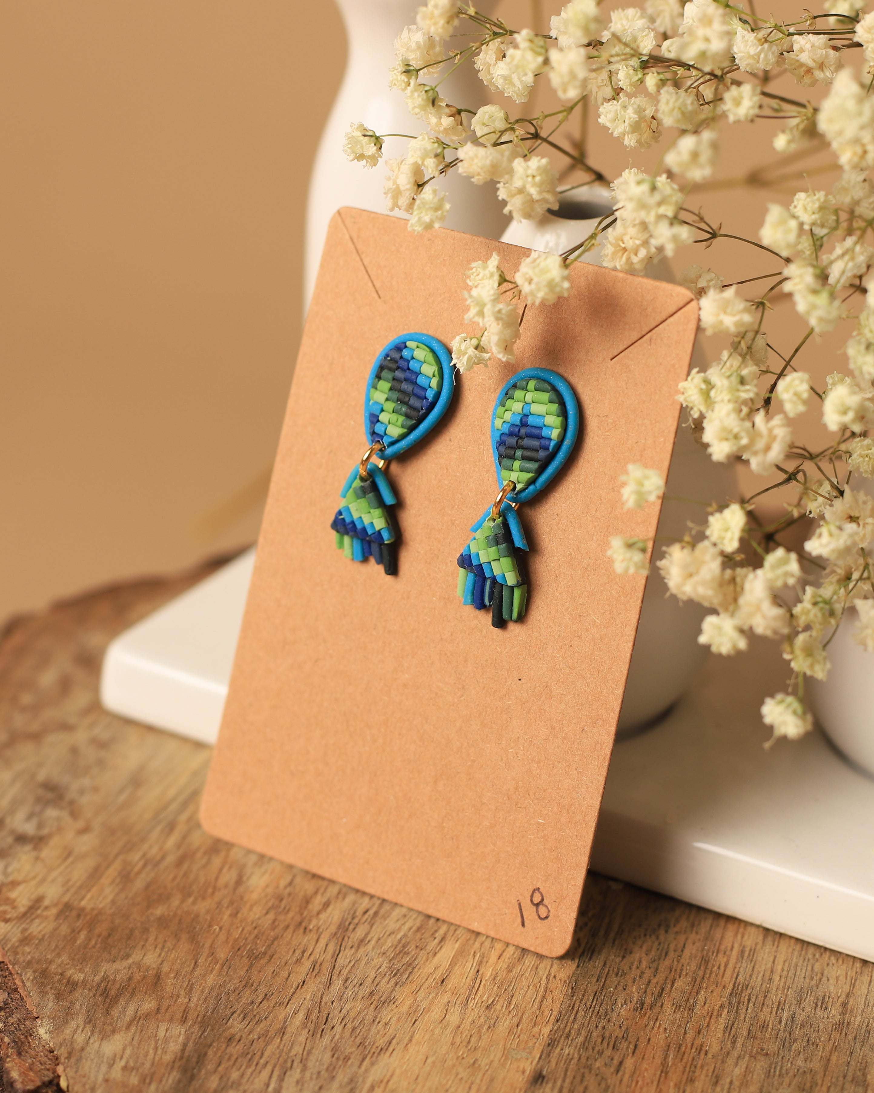 Funky Faux Beaded Small Dangle Earrings